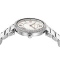 Michael Kors Parker Three Hand Mother of Pearl White Dial Silver Steel Strap Watch For Women - MK4694