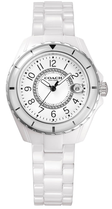 Coach Preston White Dial White Steel Strap Watch for Women - 14503462