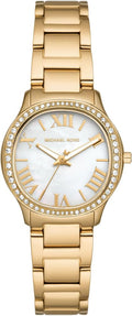 Michael Kors Sage Analog White Dial Gold Steel Strap Watch for Women - MK4822