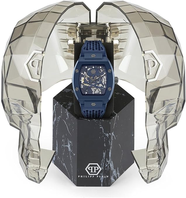 Philipp Plein The SKeleton Blue Dial Blue Silicone Strap Watch for Men  - PWVBA0323