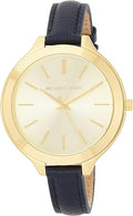Michael Kors Runway Quartz Gold Dial Blue Leather Strap Watch For Women - MK2285