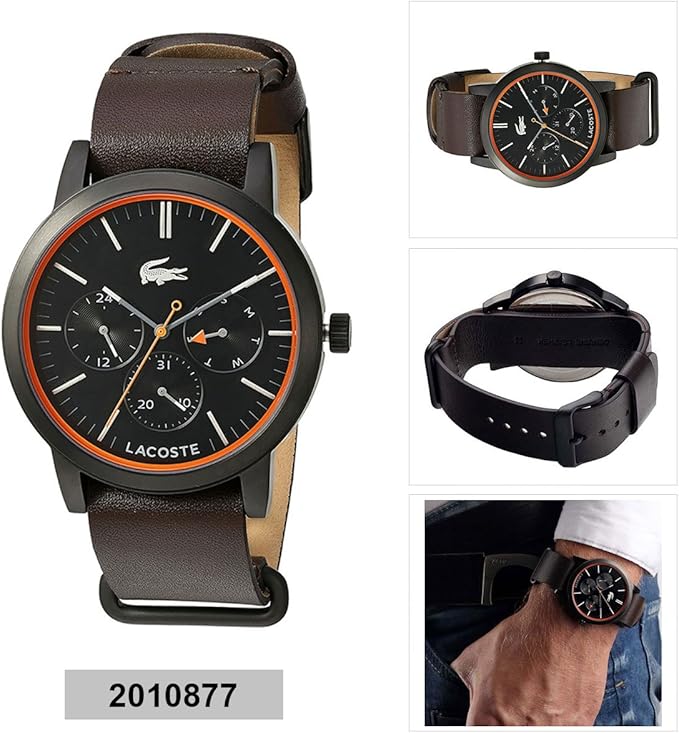 Lacoste Metro Black Dial Brown Leather Strap Watch for Men - 2010877