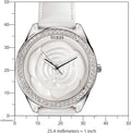 Guess Rosette Analog White Dial White Leather Strap Watch For Women - W75043L1