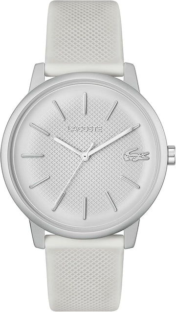 Lacoste 12.12 Move Silver Dial White Silicone Strap Watch for Men - 2011240
