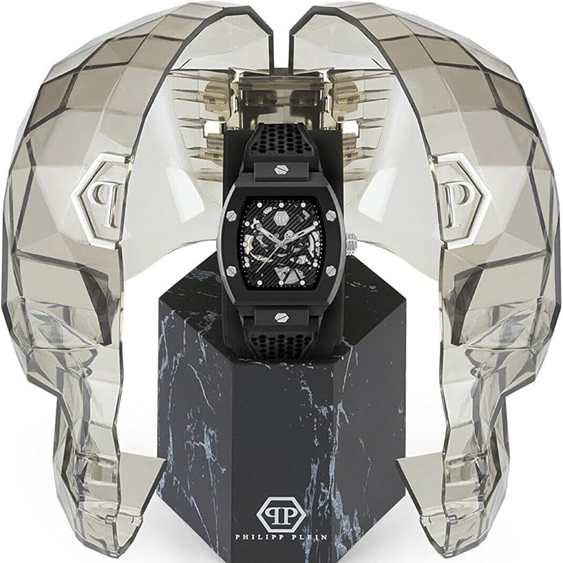 Philipp Plein The Skeleton Black Dial Black Silicone Strap Watch for Men - PWVBA0423