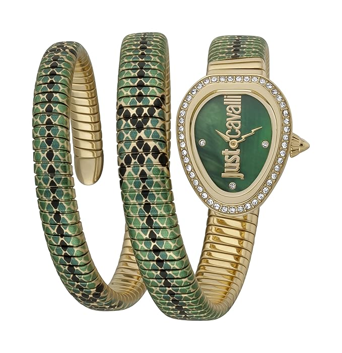 Just Cavalli Doppio Green Dial Multicolor Steel Strap Watch for Women - JC1L163M0055