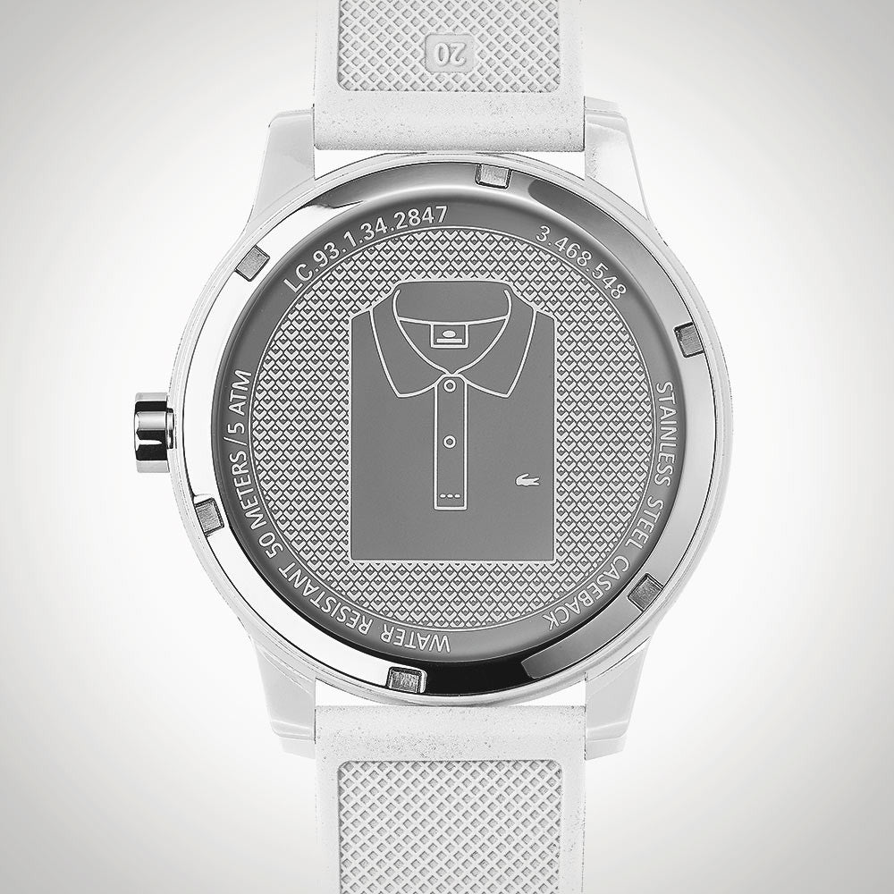 Lacoste 12.12 White Dial White Silicon Strap Watch for Men - 2010984