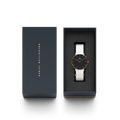 Daniel Wellington Classic Dover Black Dial White Nylon Strap Watch For Women - DW00100310