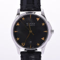 Gucci G Timeless Automatic Black Dial Black Leather Strap Watch For Women - YA126469