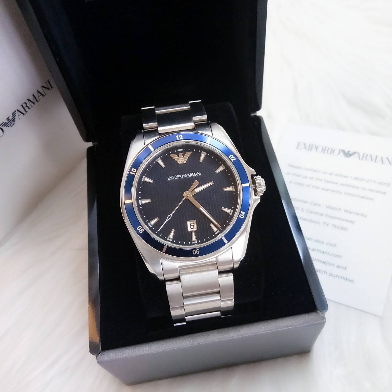 Emporio Armani Sigma Blue Dial Silver Steel Strap Watch for Men - AR11100