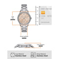 Michael Kors Layton Three Hand Pink Dial Silver Steel Strap Watch For Women - MK7298