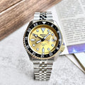 Seiko 5 Sports GMT Automatic 70th Anniversary Taiwan Limited Edition Gold Dial Silver Steel Strap Watch For Men - SSK044K1
