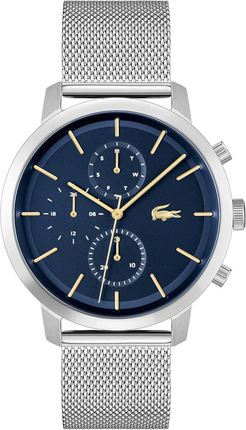 Lacoste Replay Chronograph Blue Dial Silver Mesh Strap Watch for Men - 2011256