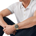 Michael Kors Bayville Chronograph Black Dial Gold Steel Strap Watch For Men - MK8726