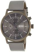 Hugo Boss Architectural Grey Dial Grey Leather Strap Watch for Men - 1513570