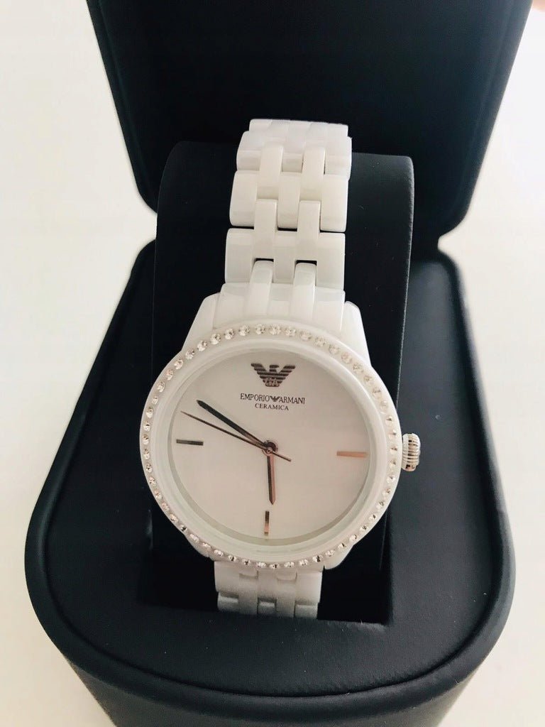 Emporio Armani Ceramic White Dial White Ceramic Bracelet Watch For Women - AR1477