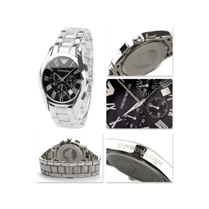 Emporio Armani Velente Chronograph Black Dial Silver Steel Strap Watch For Women - AR0674