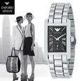 Emporio Armani Classic Black Dial Silver Stainless Steel Watch For Women - AR0157