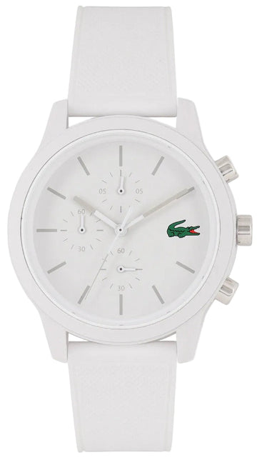 Lacoste 12.12 Chronograph White Dial White Silicon Strap Watch for Men - 2010974