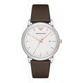 Emporio Armani Herren White Dial Brown Leather Strap Watch For Men - AR11103
