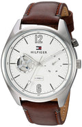 Tommy Hilfiger Deacon White Dial Brown Leather Strap Watch for Men - 1791550