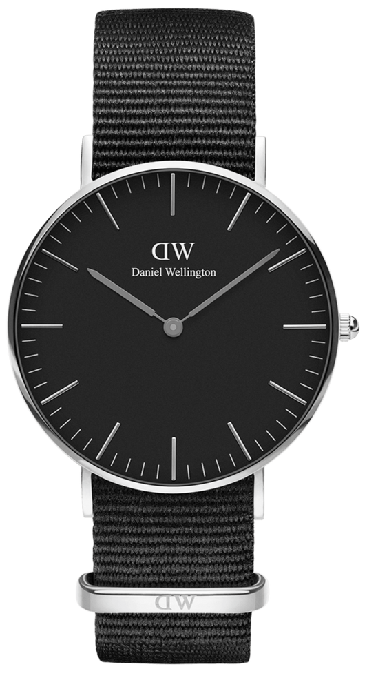 Daniel Wellington Classic Cornwall Black Dial Black Nylon Strap Watch For Women - DW00100149