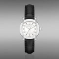 Burberry The Britain Diamonds White Dial Black Leather Strap Watch for Women - BBY1806