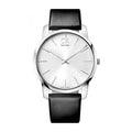 Calvin Klein City Silver Dial Black Leather Strap Watch For Women - K2G231C6