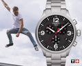 Tissot Chrono XL Black Dial Silver Steel Strap Watch For Men - T116.617.11.057.00