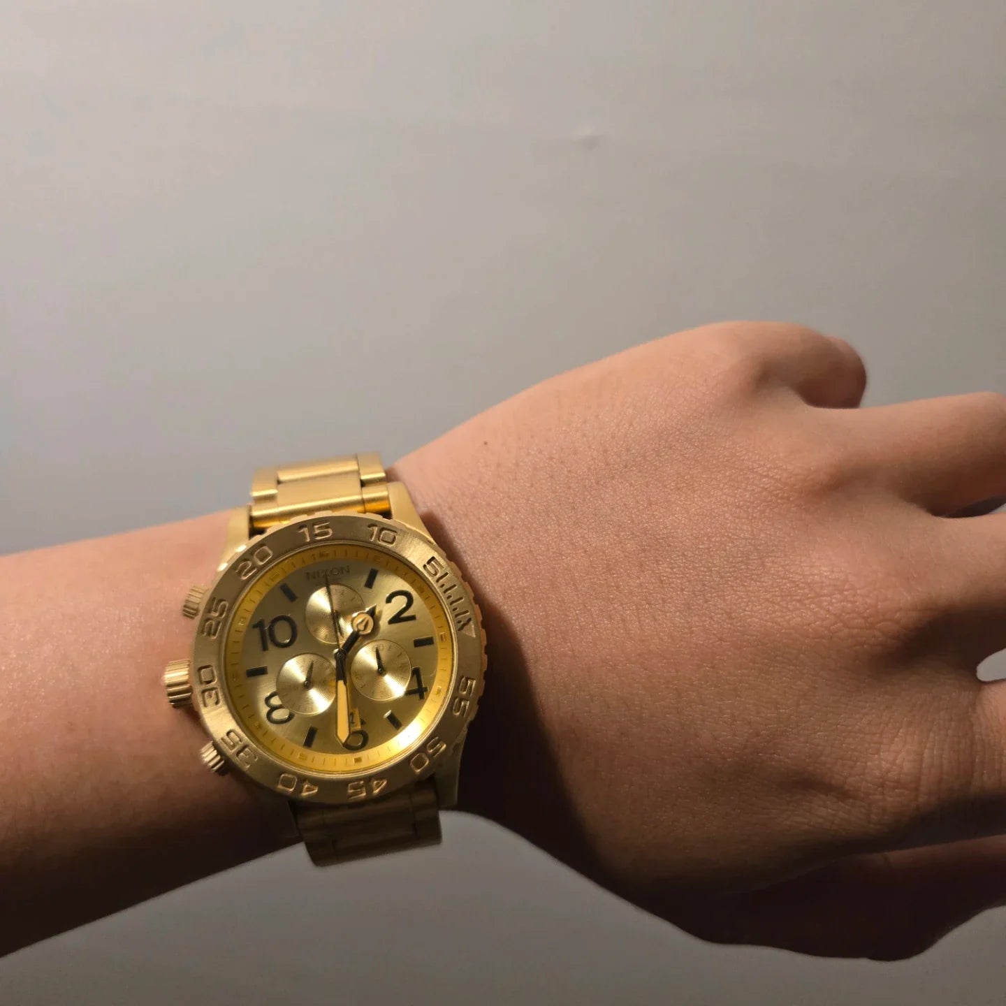 Nixon 42-20 Chrono Gold Dial Gold Steel Strap Watch for Men - A037-502