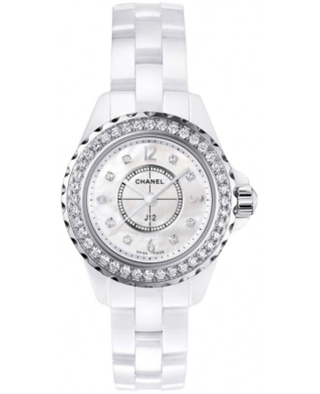 Chanel J12 Quartz Diamonds White Dial White Steel Strap Watch for Women - J12 H3110