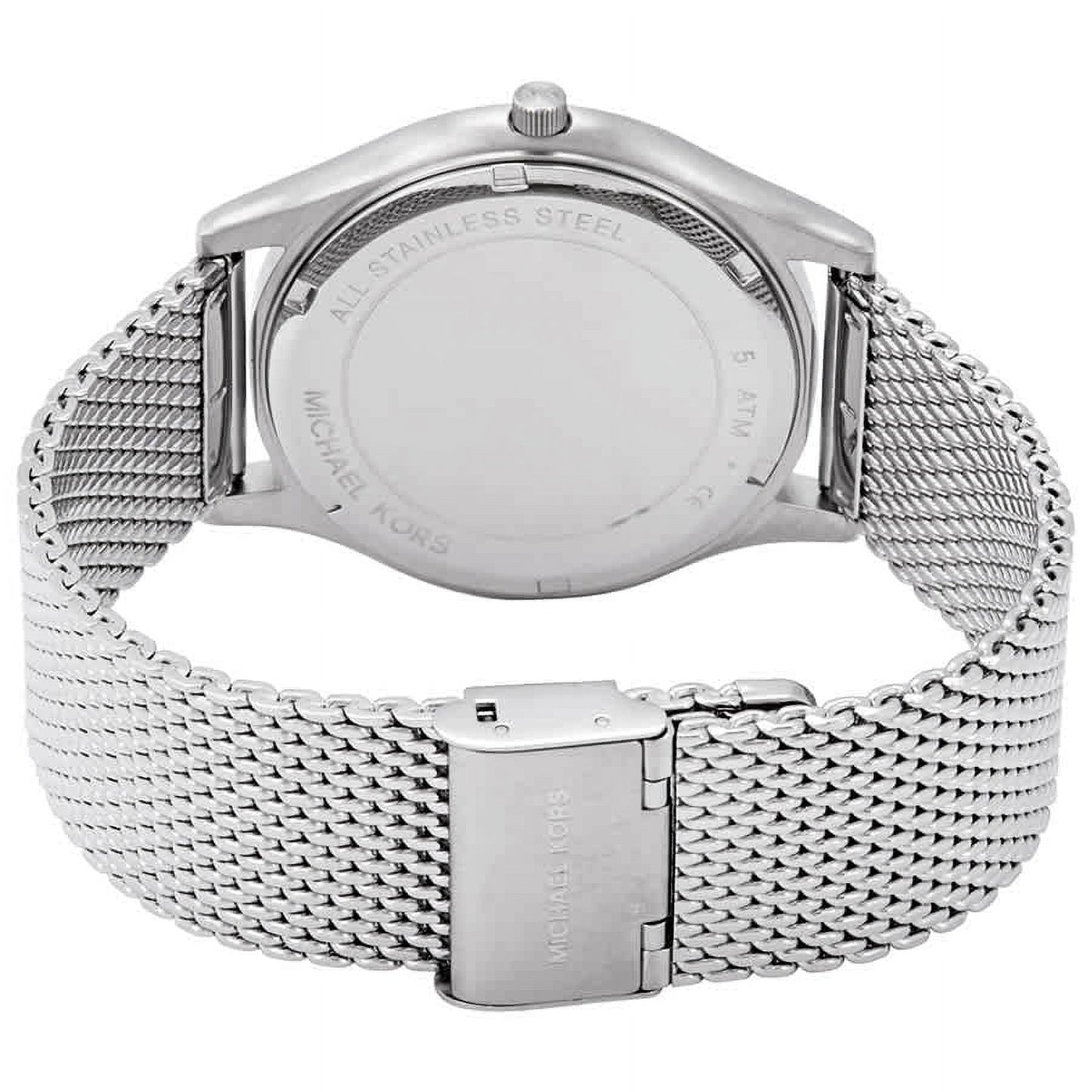 Michael Kors Slim Runway Analog Black Dial Silver Mesh Bracelet Watch For Men - MK8606
