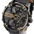 Diesel Mr Daddy 2.0 Chronograph Black Dial Black Leather Strap Watch For Men - DZ7348