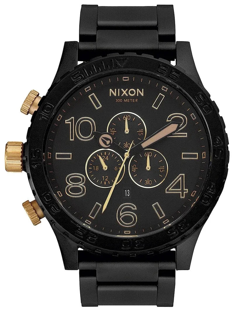 Nixon 51-30 Chronograph Black Dial Black Steel Strap Watch for Men - A083-1041