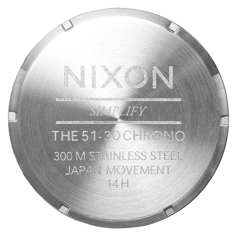 Nixon 51-30 Chrono Black Dial Silver Steel Strap Watch for Men - A083-000