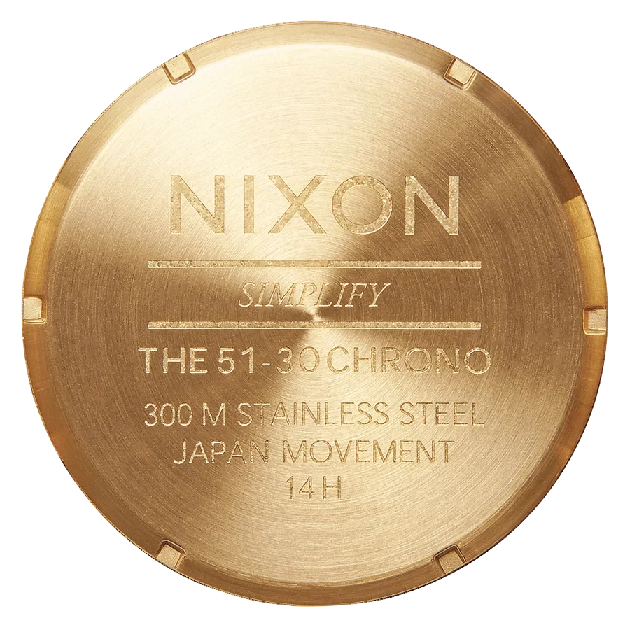 Nixon 51-30 Chrono Blue Dial Gold Steel Strap Watch for Men - A083-2735