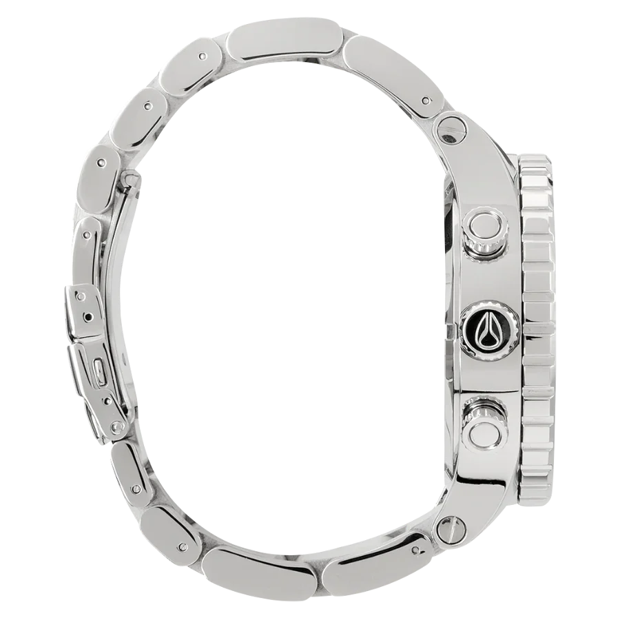 Nixon 51-30 Chrono Silver Dial Silver Steel Strap Watch for Men - A083-488