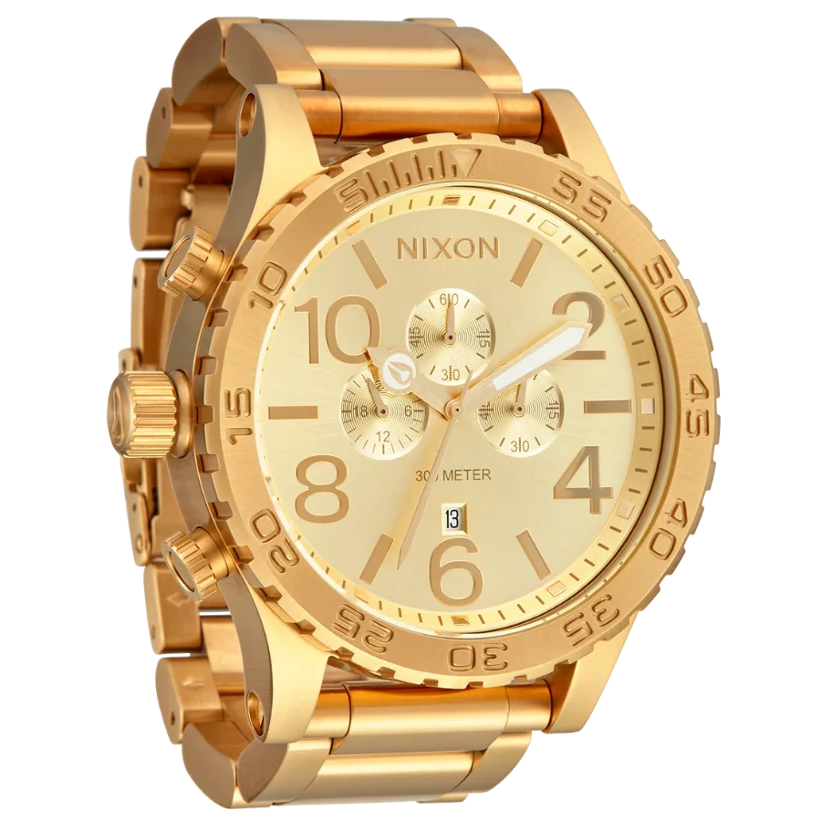 Nixon 51-30 Chrono Gold Dial Gold Steel Strap Watch for Men - A083-502