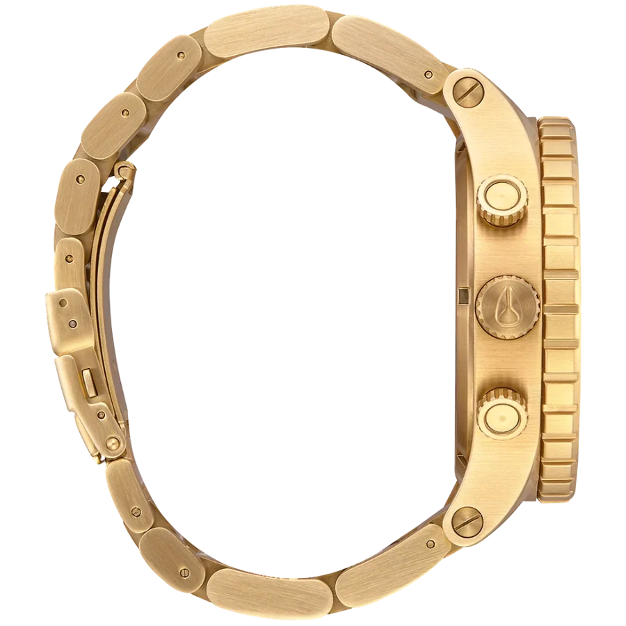 Nixon 51-30 Chronograph Gold Dial Gold Steel Strap Watch for Men - A083-502