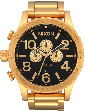 Nixon 51-30 Chrono Black Dial Gold Steel Strap Watch for Men - A083-510