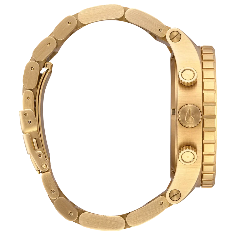 Nixon 51-30 Chrono Black Dial Gold Steel Strap Watch for Men - A083-510