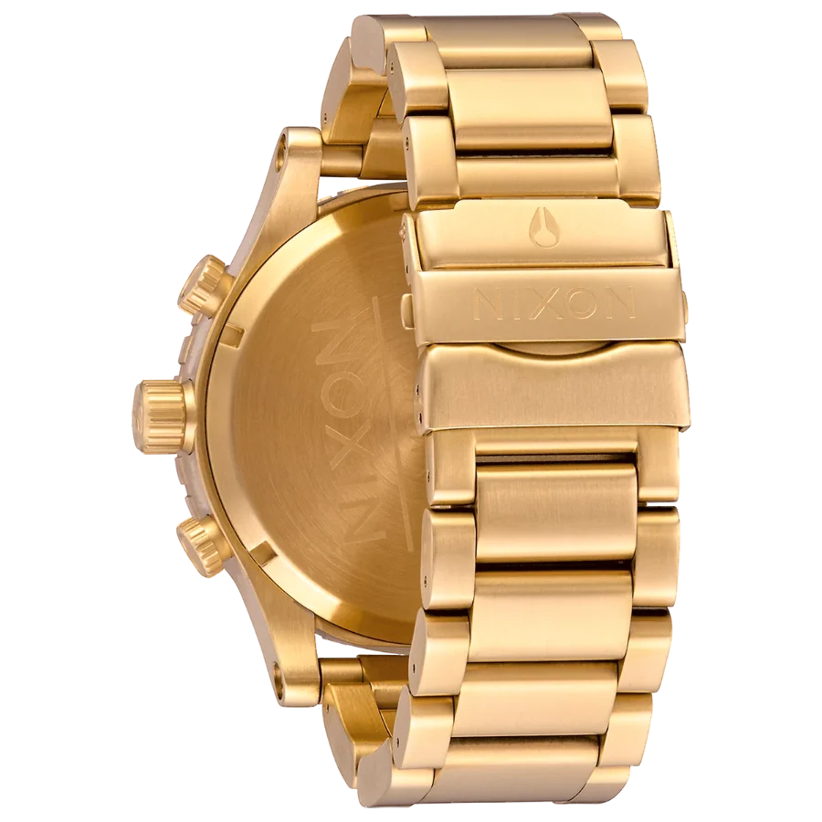Nixon 51-30 Chrono Black Dial Gold Steel Strap Watch for Men - A083-510