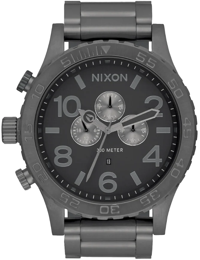 Nixon 51-30 Chrono Gunmetal Dial Gunmetal Steel Strap Watch for Men - A083-632