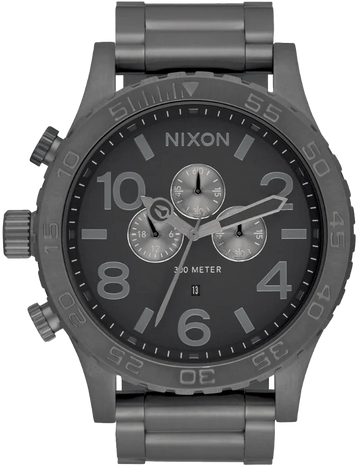 Nixon 51-30 Chrono Gunmetal Dial Gunmetal Steel Strap Watch for Men - A083-632