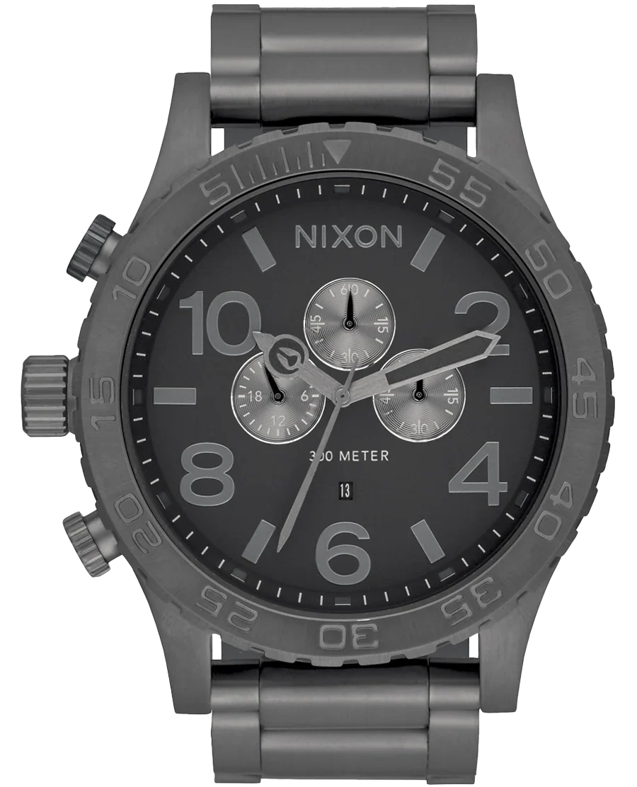 Nixon 51-30 Chronograph Grey Dial Grey Steel Strap Watch for Men - A083-1062