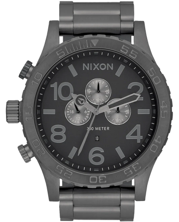 Nixon 51-30 Chronograph Grey Dial Grey Steel Strap Watch for Men - A083-1062
