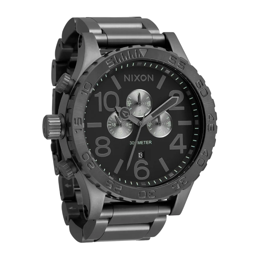 Nixon 51-30 Chronograph Grey Dial Grey Steel Strap Watch for Men - A083-1062