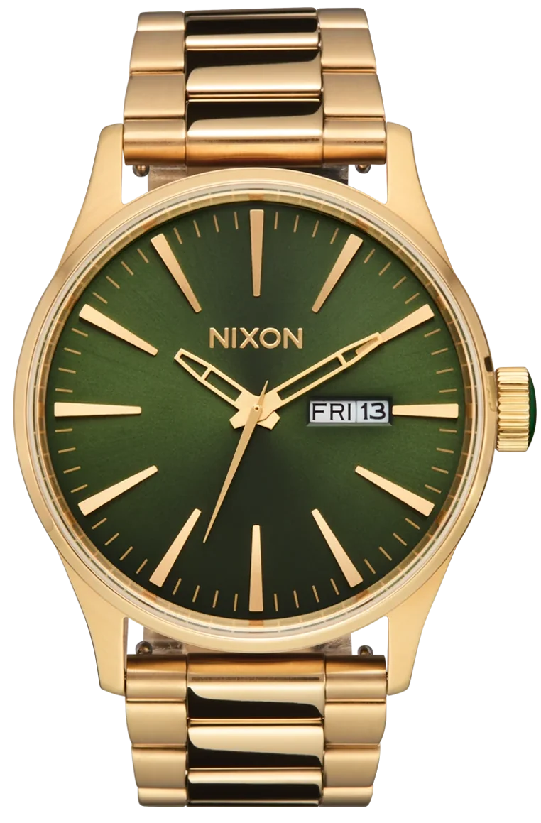 Nixon Sentry Green Dial Gold Steel Strap Watch for Men - A356-1919