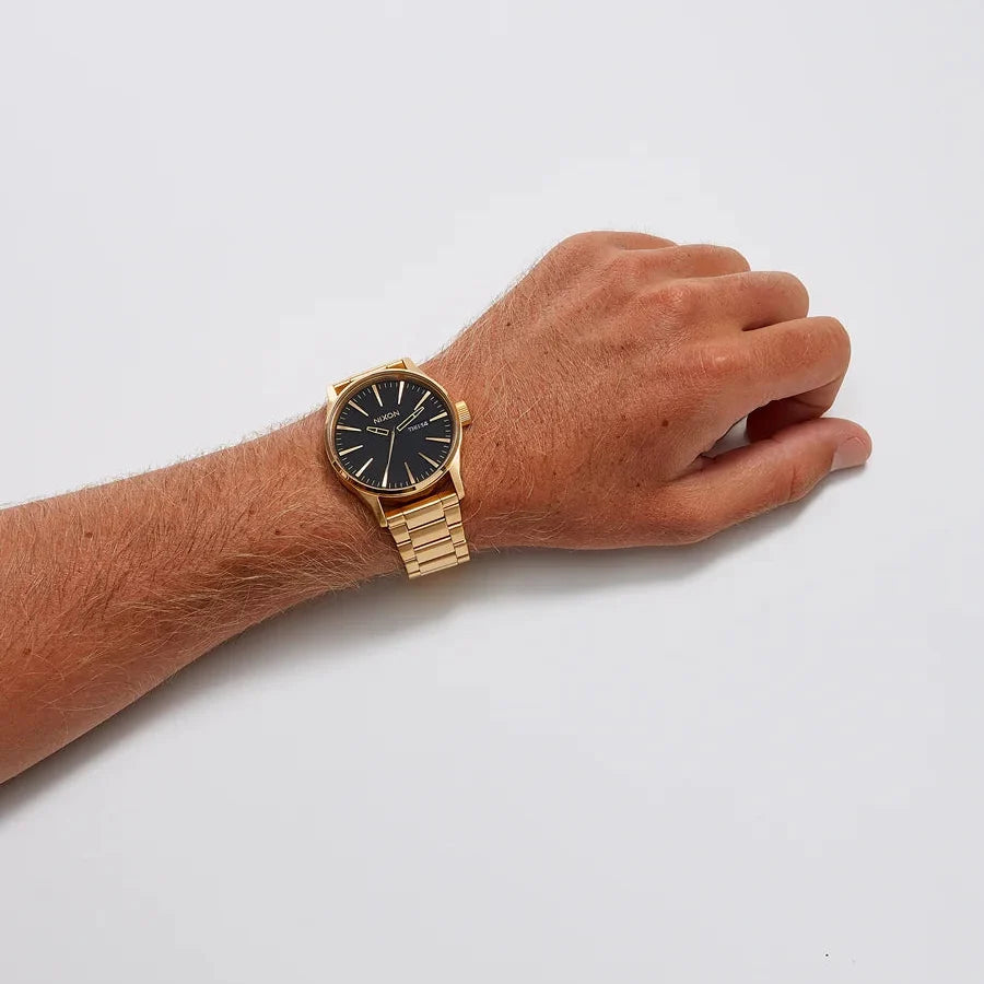 Nixon Sentry Black Dial Gold Steel Strap Watch for Men - A356-510