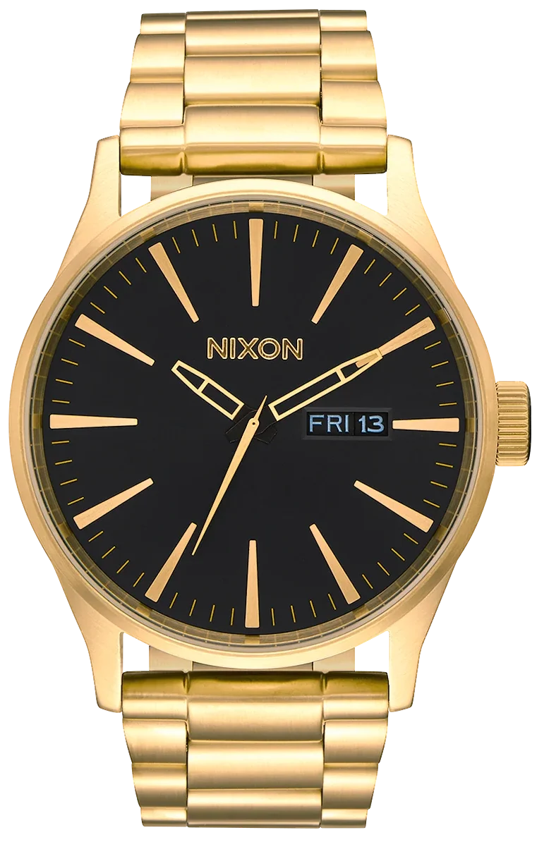 Nixon Sentry Black Dial Gold Steel Strap Watch for Men - A356-510